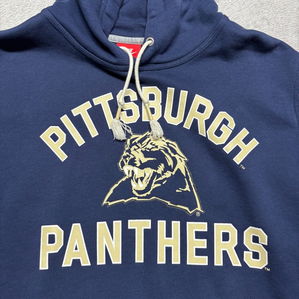 Vintage Nike University of Pittsburgh Panthers Hoodie Mens L Blue VG Condition - Picture 3 of 6